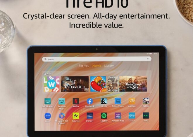Amazon Fire HD 10 tablet (newest model) built for relaxation, 10.1″ vibrant Full HD screen, octa-core processor, 3 GB RAM, 64 GB, Ocean