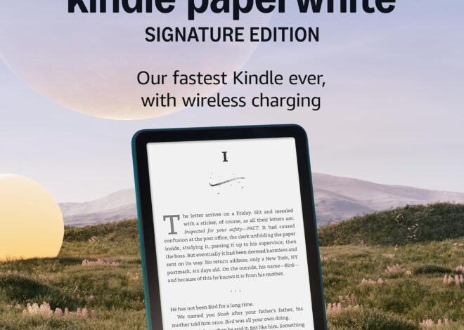 Amazon Kindle Paperwhite Bundle: Includes, Amazon Kindle Paperwhite Signature Edition 32GB | Jade, Fabric Cover| Jade & Wireless Charging Dock